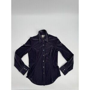 Armani Exchange Button Up Shirt Top Women XS Purple Corduroy Long Sleeve Collar